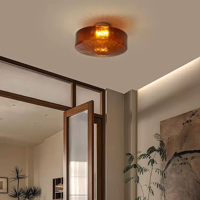 Modern Metal Round Brown Ceiling Light Living Room