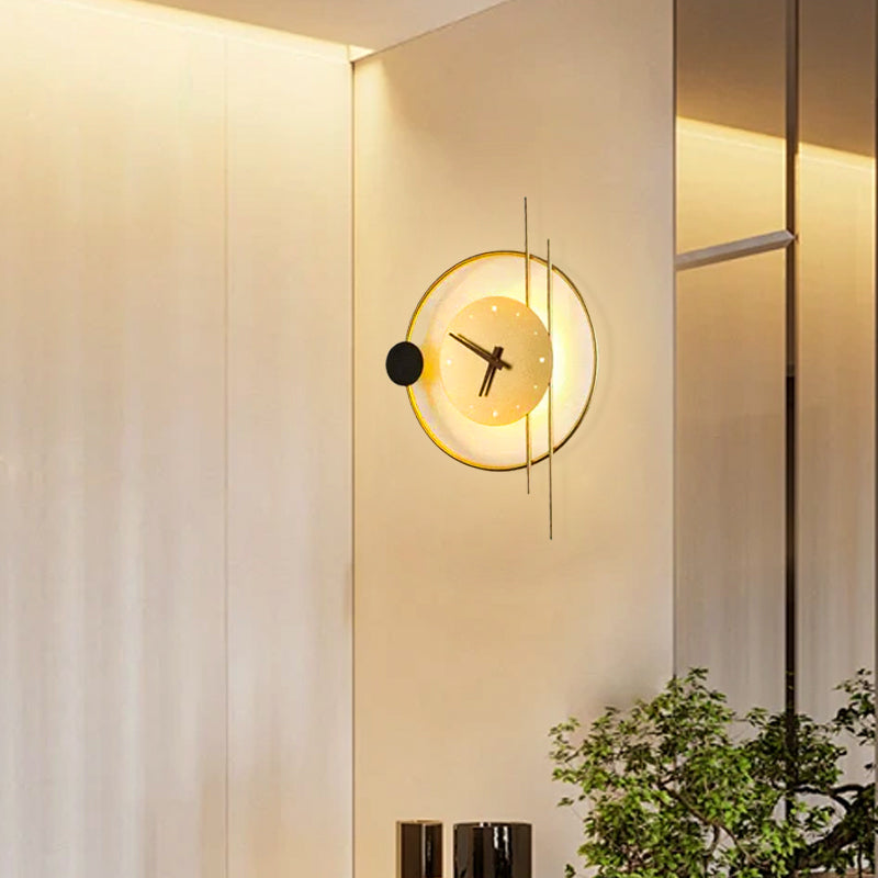Art Deco Clock Gold Wall Lamp Corridor