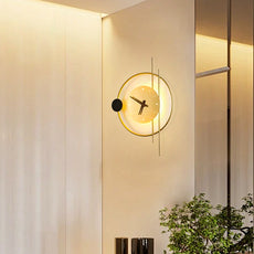 Art Deco Clock Gold Wall Lamp Corridor