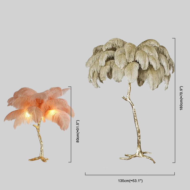 Art Deco Feather Floor Lamp Dimension