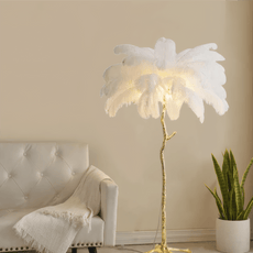 Art Deco White Feather Floor Lamp Living Room