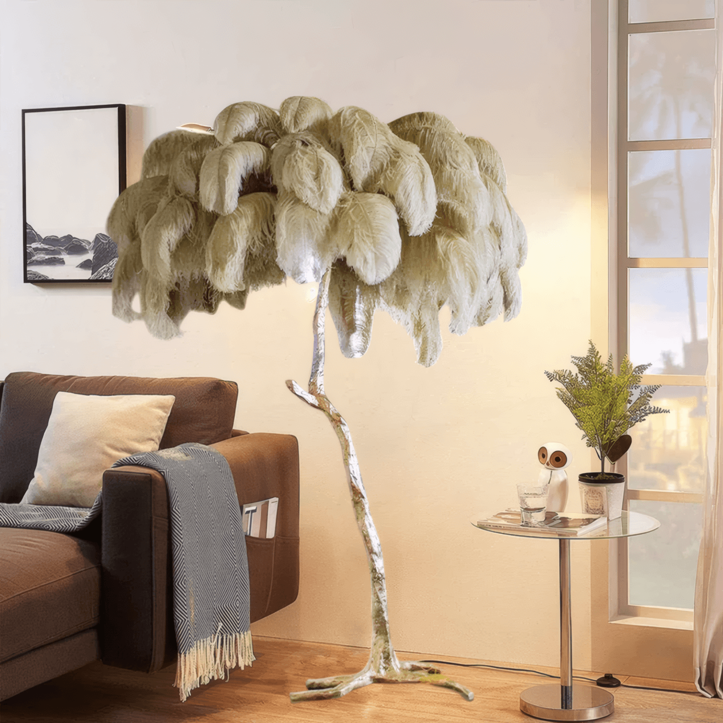 Art Deco 10 Color Floor Lamp Feather Dendritic Living Room