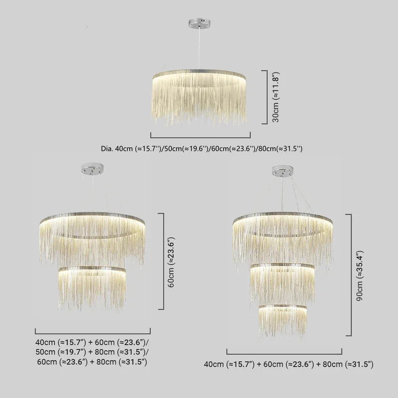 Royal Pendant Light Tassel Size