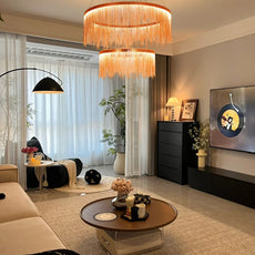 Royal Rose Gold Pendant Light Tassel Living Room 2 Ring