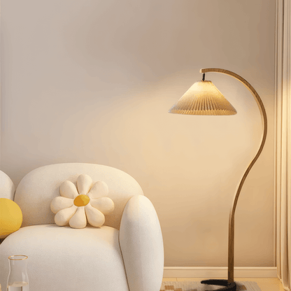 Modern Beige/Brown/White Floor Lamp Metal Fabric Bedroom