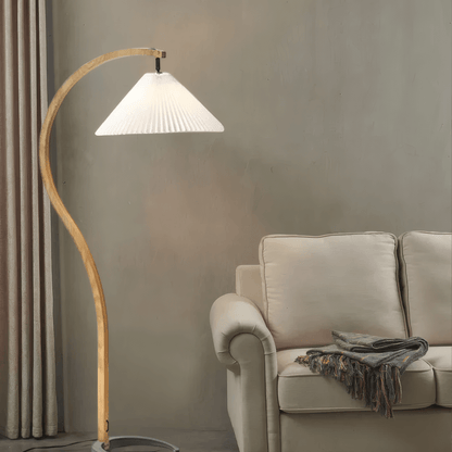 Modern Beige/Brown/White Floor Lamp Metal Fabric Bedroom