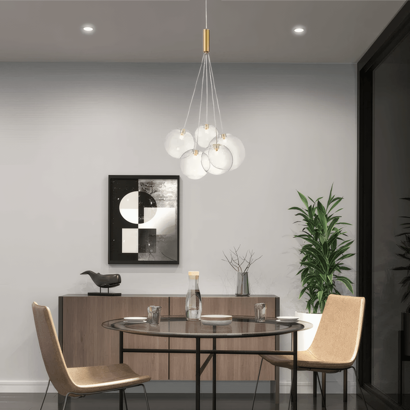 Designer Clear Pendant Light Glass Bubble Dining Room