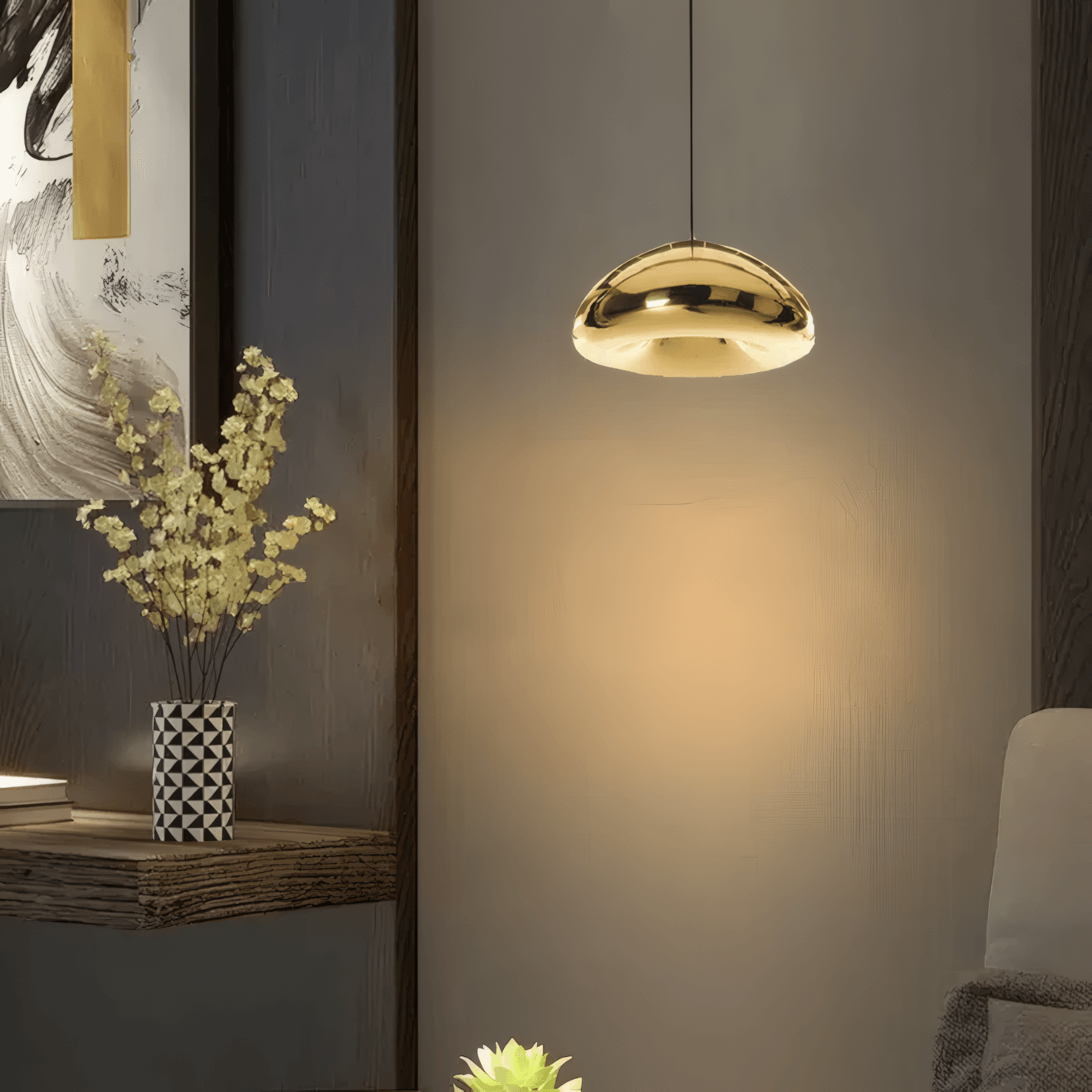 Modern Gold/Silver Pendant Light Glass Metal Bread Bedroom