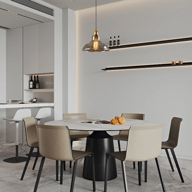 Industrial Amber Pendant Light Geometric Dining Room D