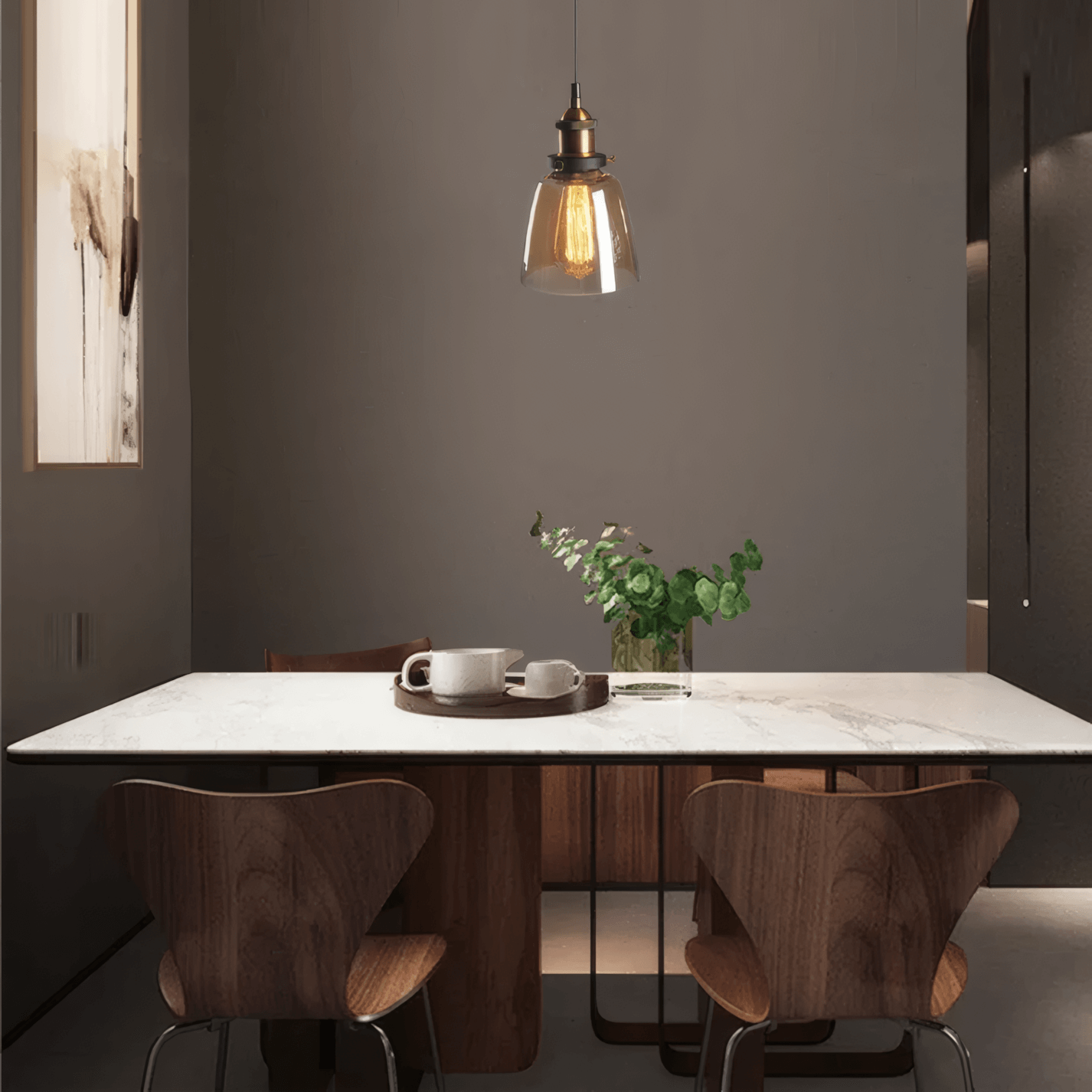 Industrial Amber Pendant Light Geometric Dining Room E