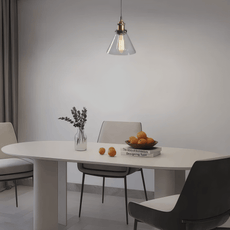 Industrial Clear Pendant Light Geometric Dining Room B