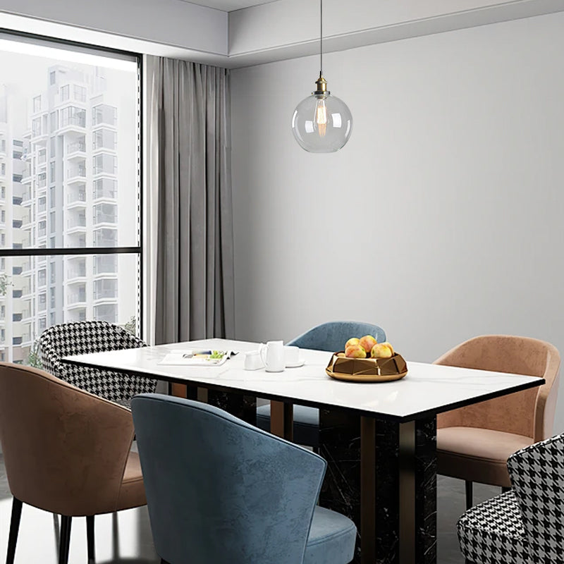 Industrial Clear Pendant Light Geometric Dining Room C