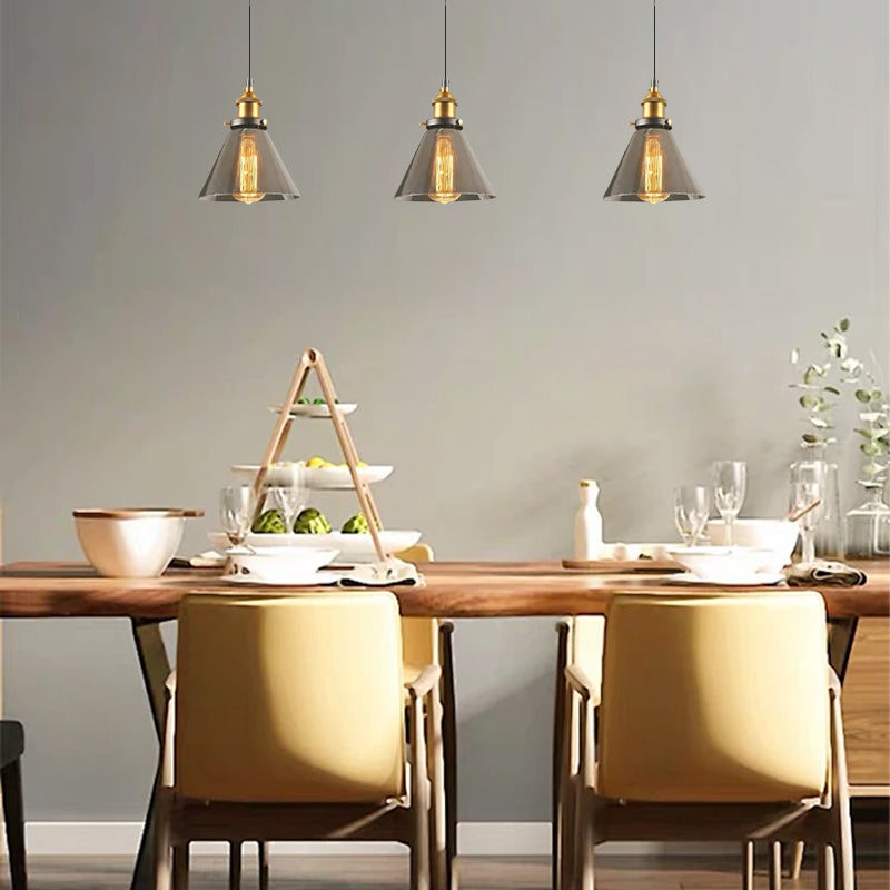 Industrial Gray Pendant Light Geometric Dining Room B