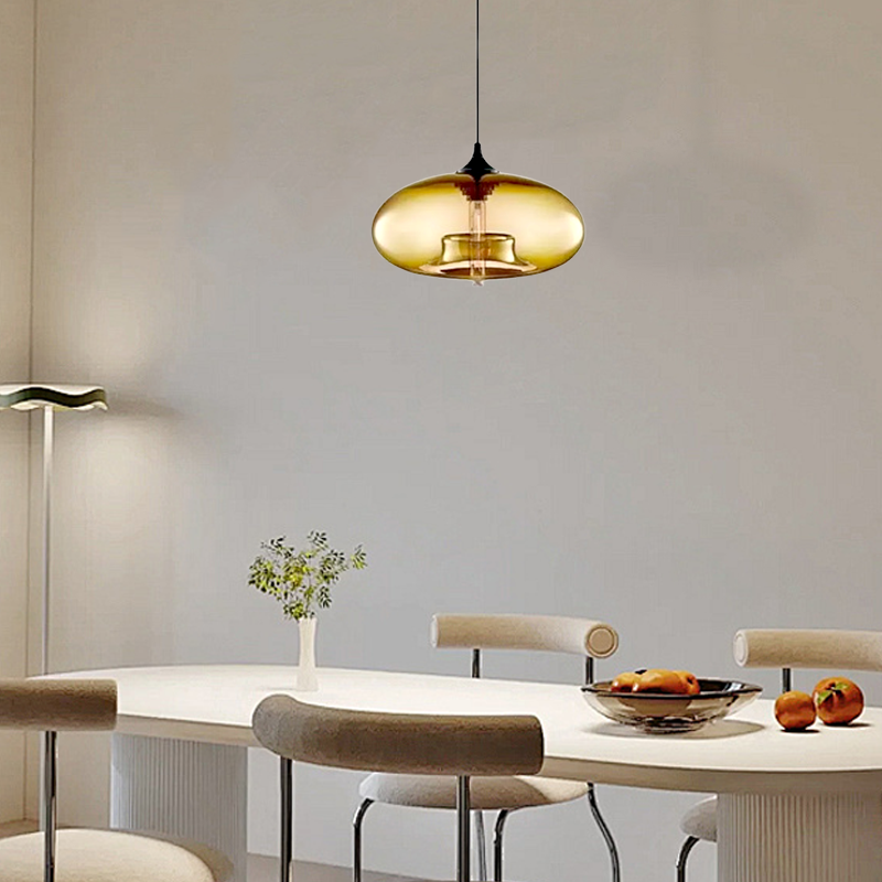 Modern Glass Amber Pendant Light Dining Room