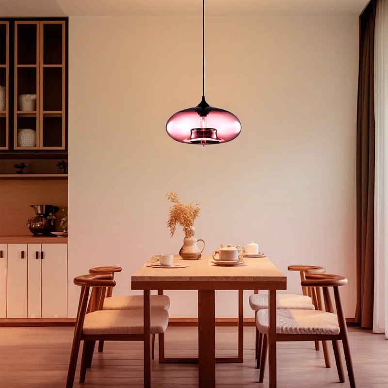Modern Glass Pink Pendant Light Dining Room