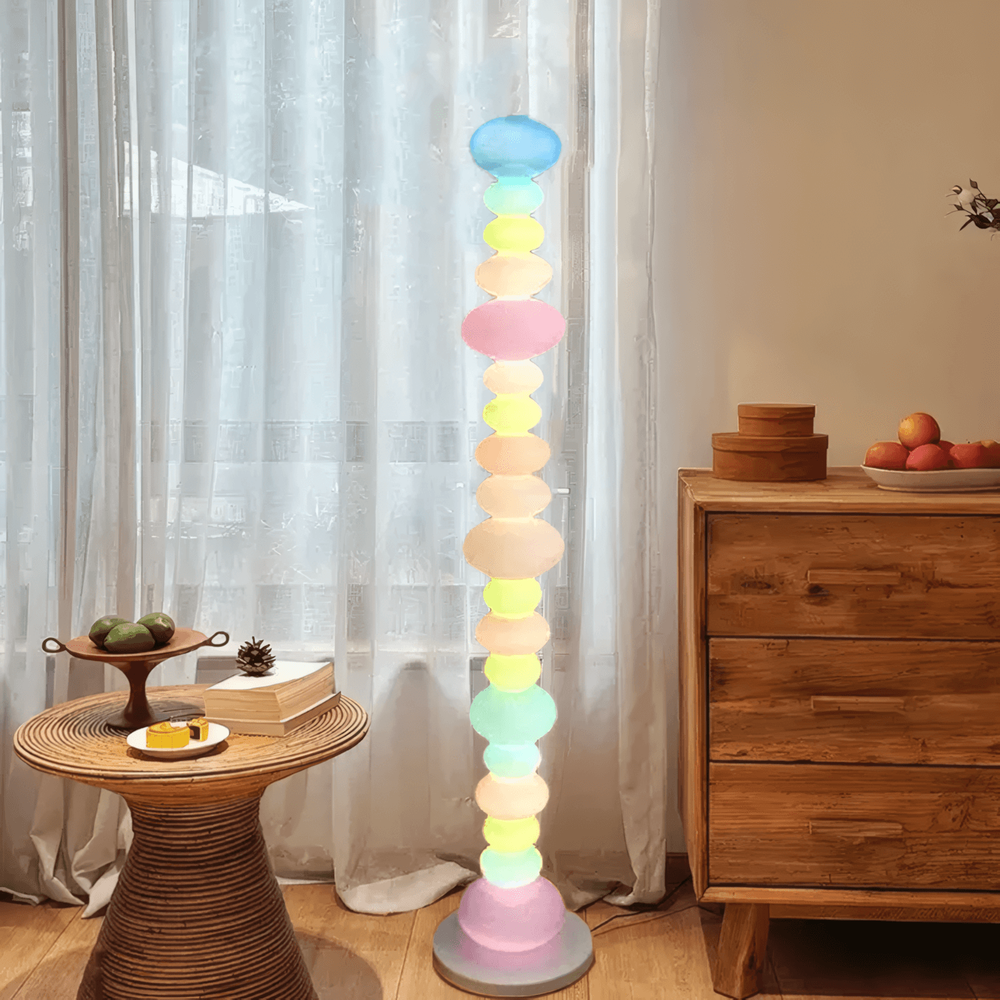 Art Deco Glass Cylindrical Colourful Floor Lamp Living Room