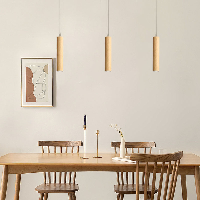 Minimalist Brown/Yellow Pendant Light Wood Acrylic Dining Room