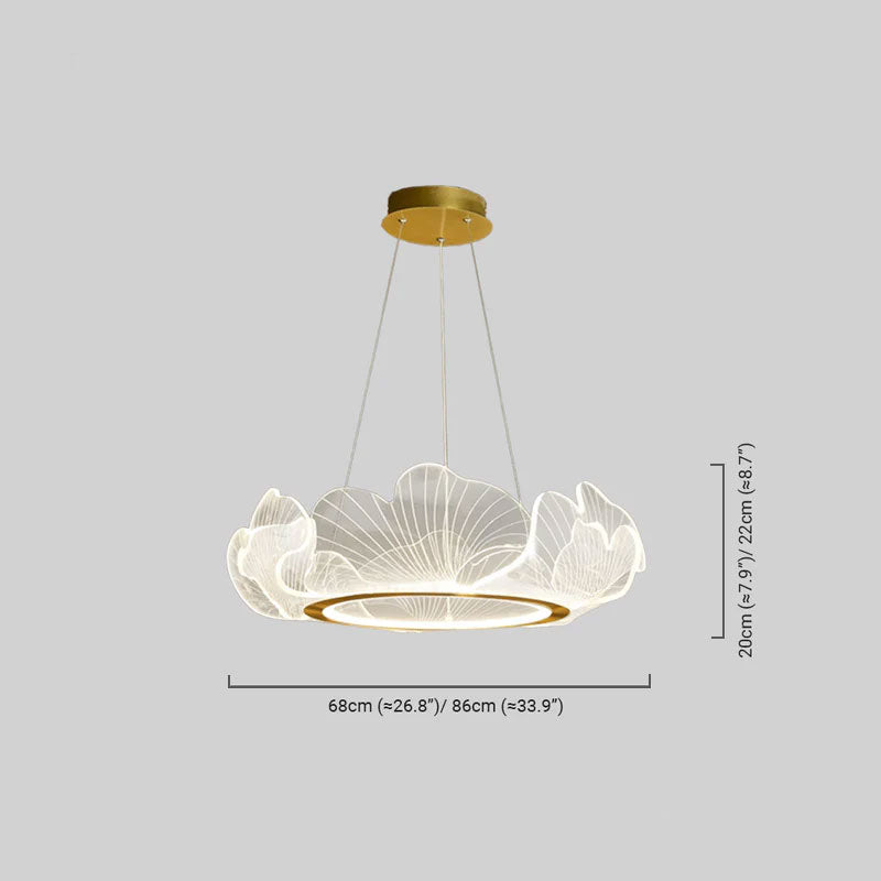 Modern Gold Pendant Light Metal Acrylic Petal Shaped Living Room