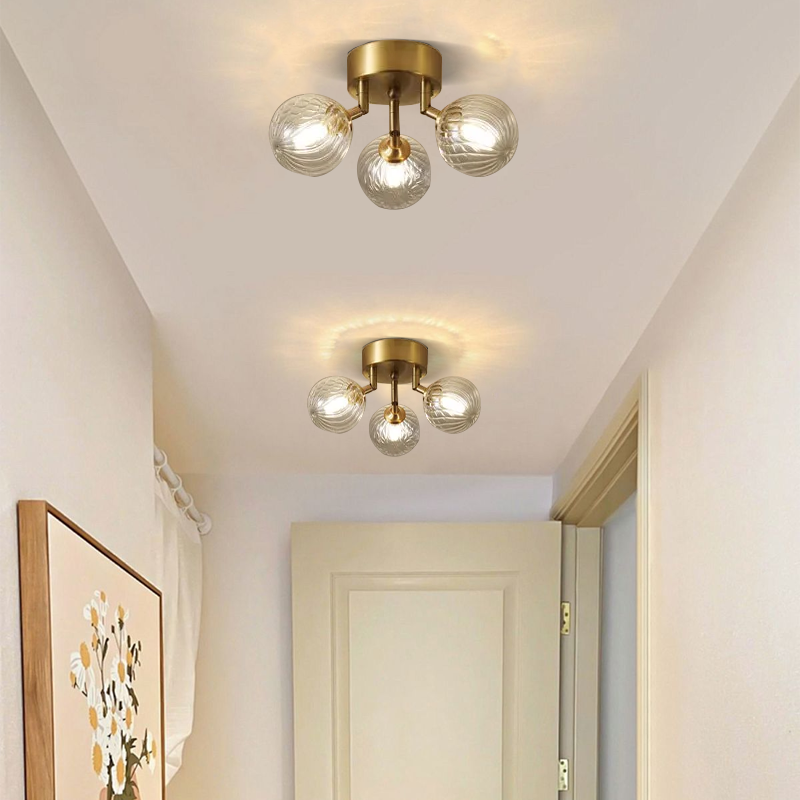 Modern Gold Ceiling Light Metal Glass Dining Room