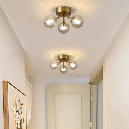 Modern Gold Ceiling Light Metal Glass Dining Room