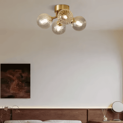 Modern Gold Ceiling Light Metal Glass Dining Room