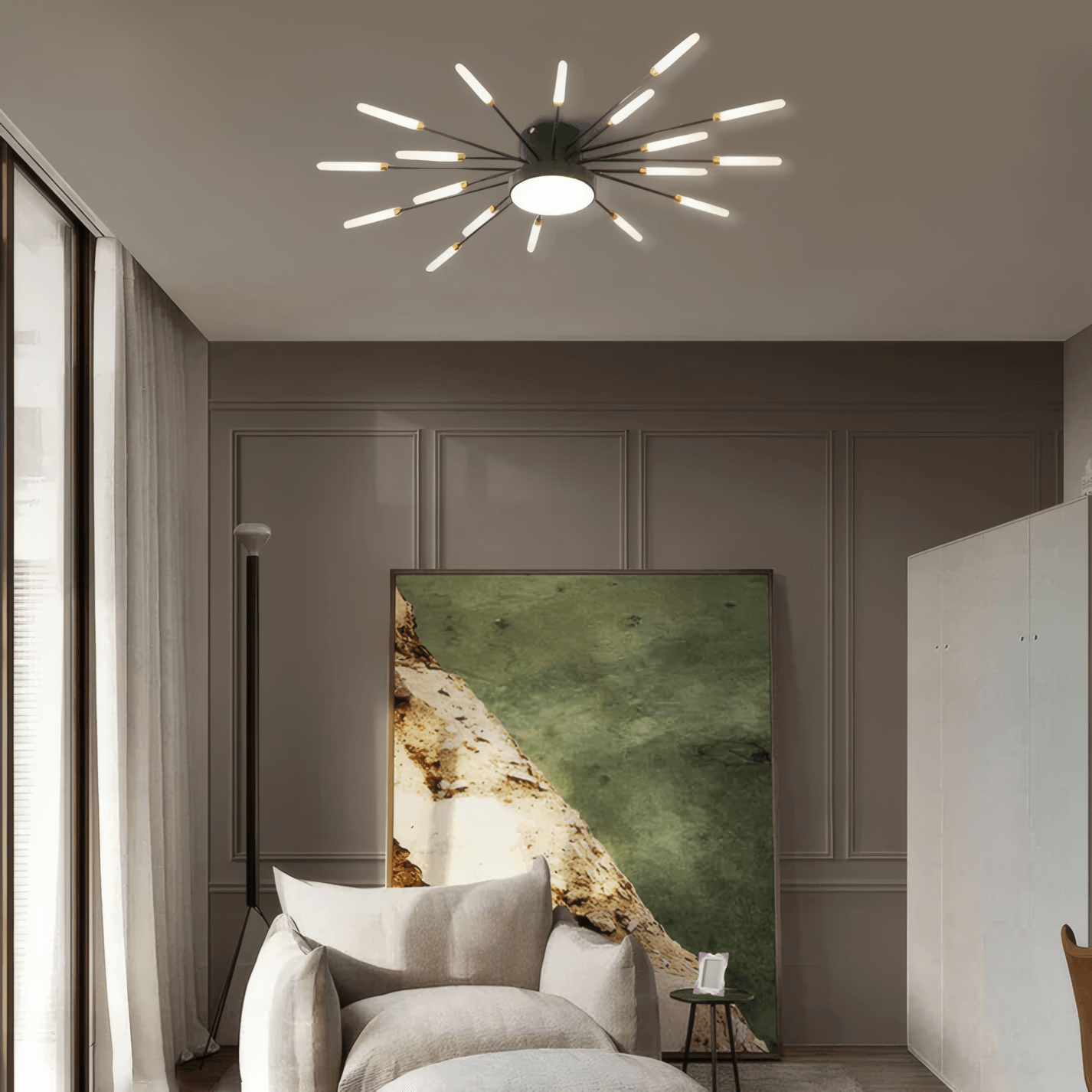 Minimalist Metal Acrylic Gold/Black Ceiling Light Bedroom