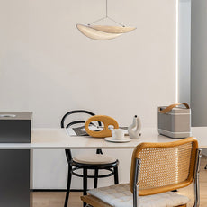 Art Deco White Pendant Light Curved Dining Room