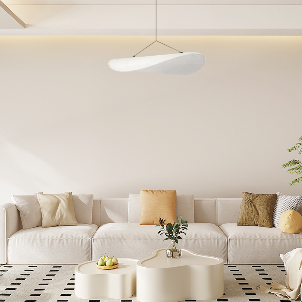 Art Deco White Pendant Light Curved Living Room