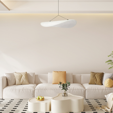 Art Deco White Pendant Light Curved Living Room