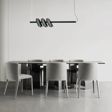 Minimalist Gray Pendnat Light Metal Acrylic U-Shaped Kitchen
