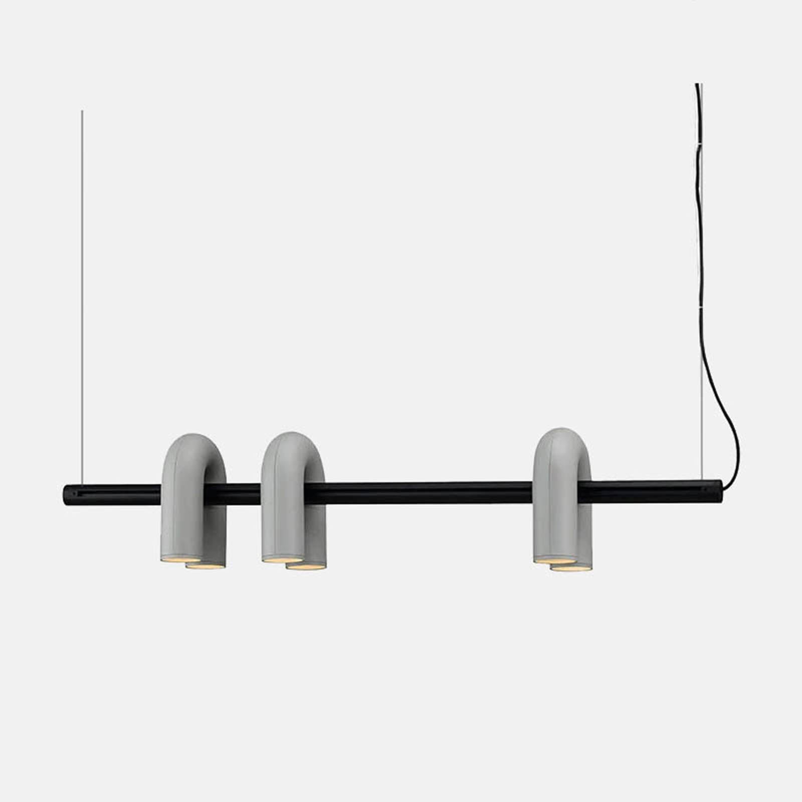 Minimalist Gray Pendnat Light Metal Acrylic U-Shaped Kitchen