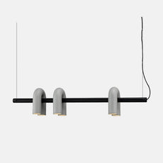 Minimalist Gray Pendnat Light Metal Acrylic U-Shaped Kitchen
