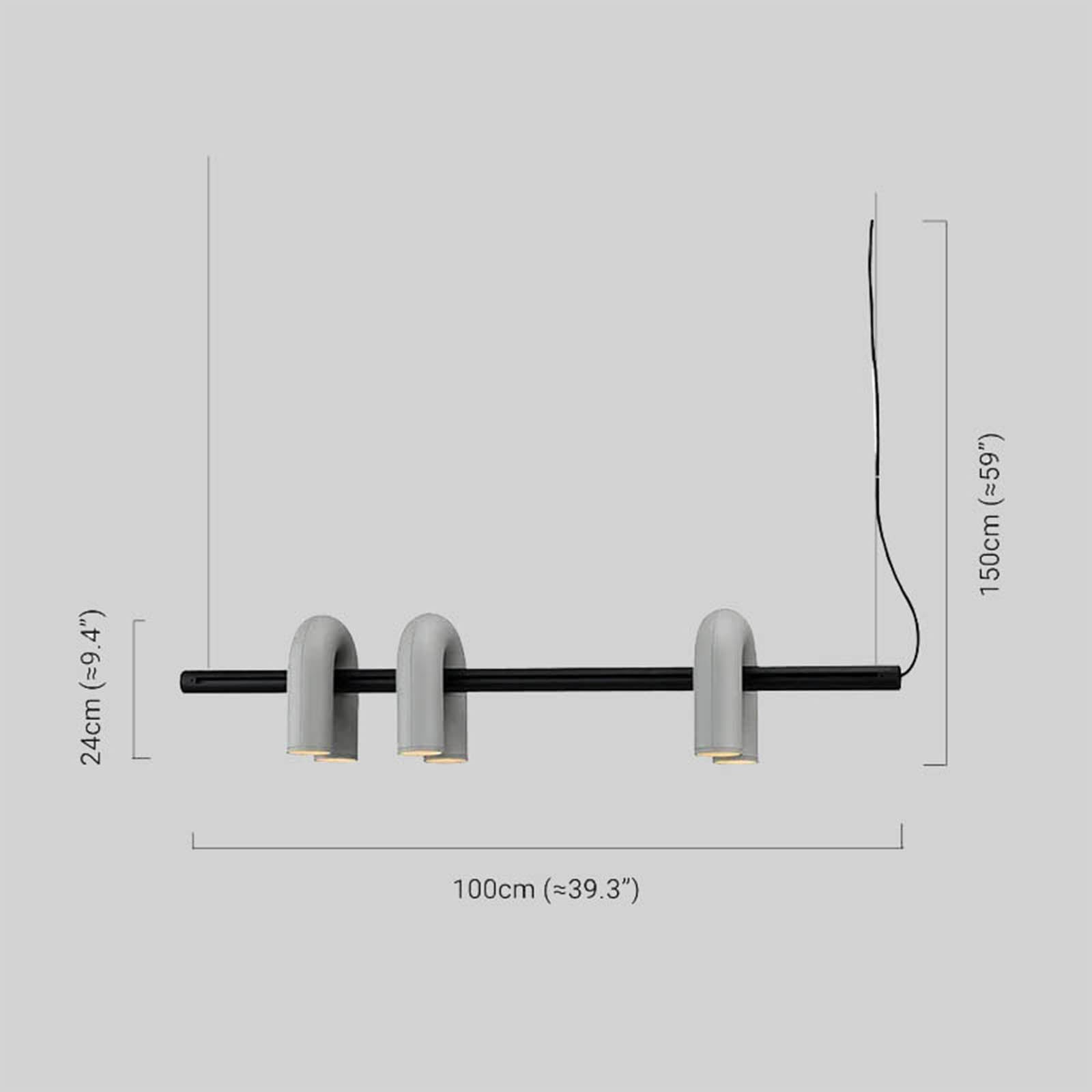 Minimalist Gray Pendnat Light Metal Acrylic U-Shaped Kitchen