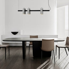 Minimalist Gray Pendnat Light Metal Acrylic U-Shaped Kitchen
