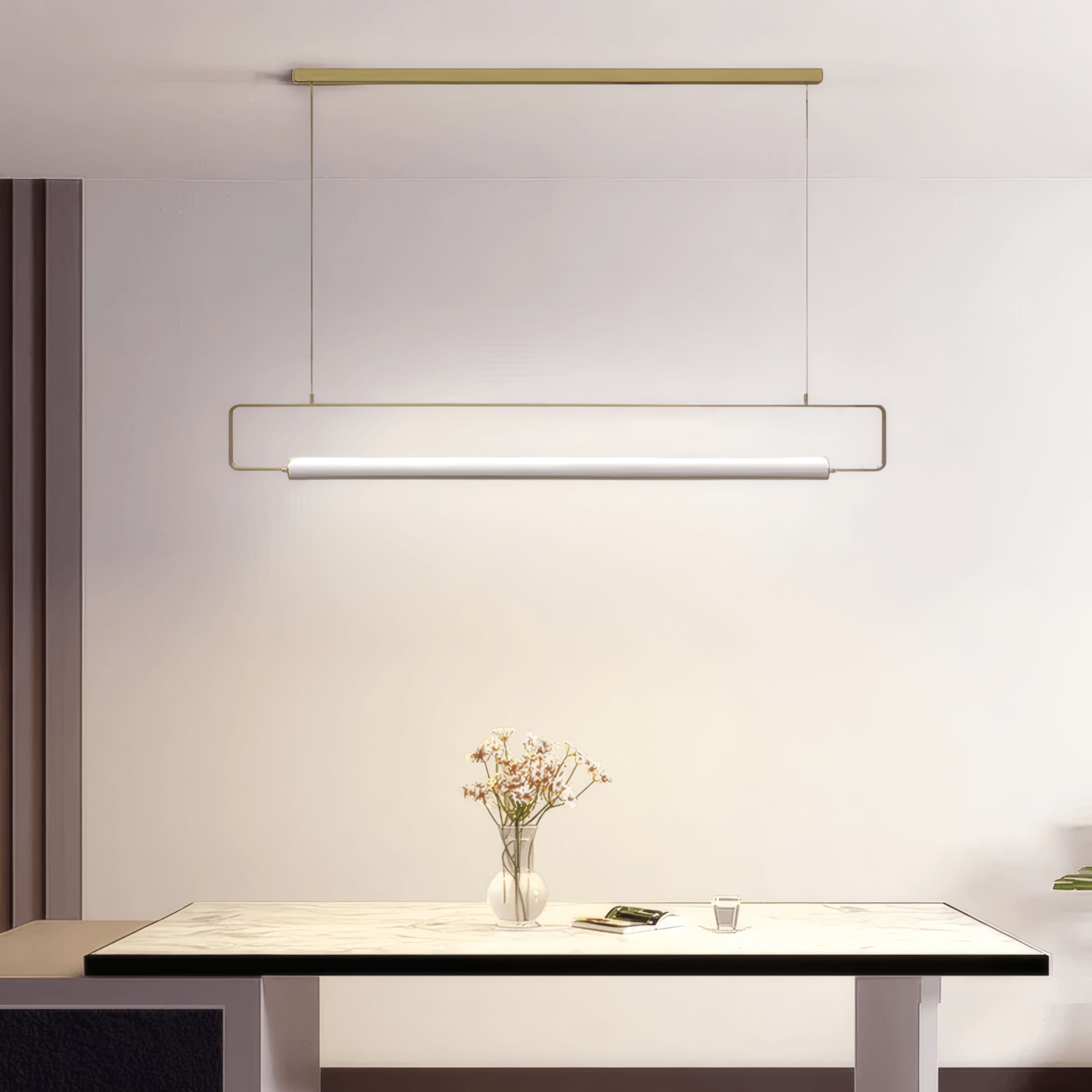 Minimalist Pendant Light Metal Acrylic Rectangular Kitchen