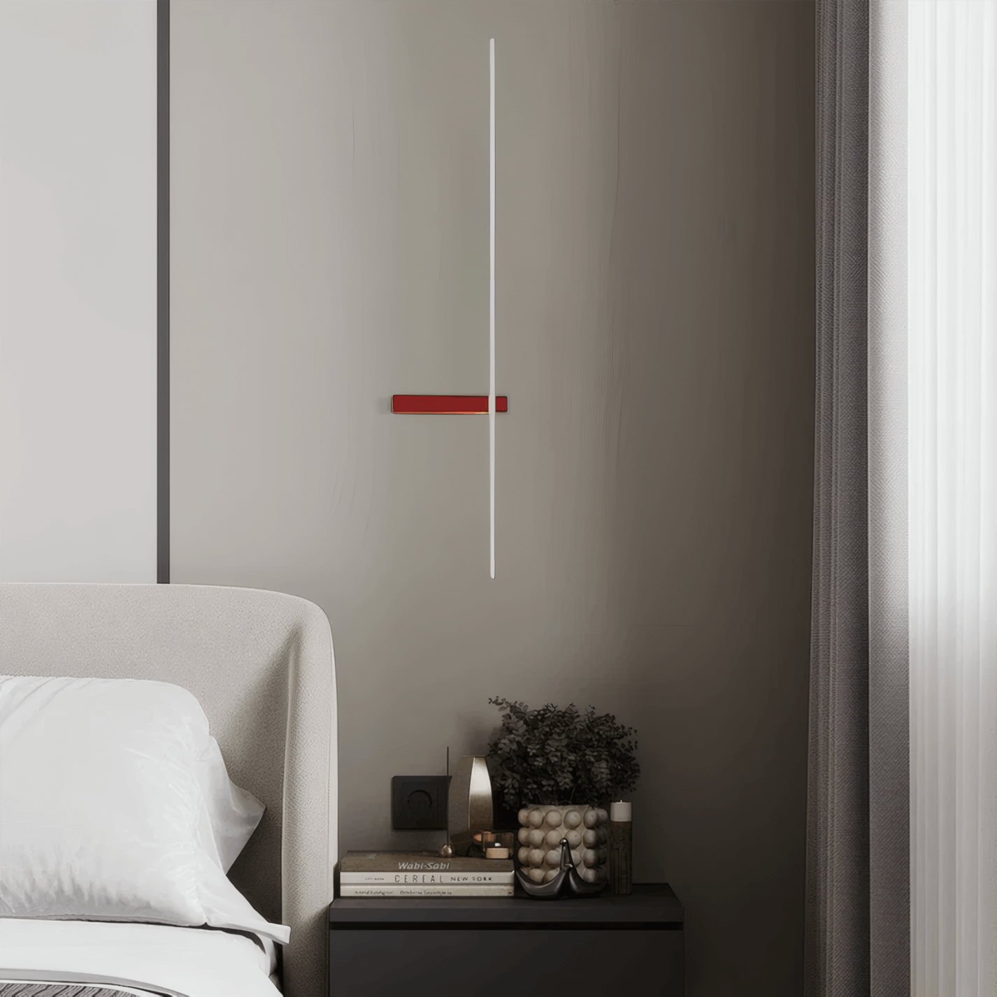 Minimalist White Red Wall Lamp Linear Bedroom