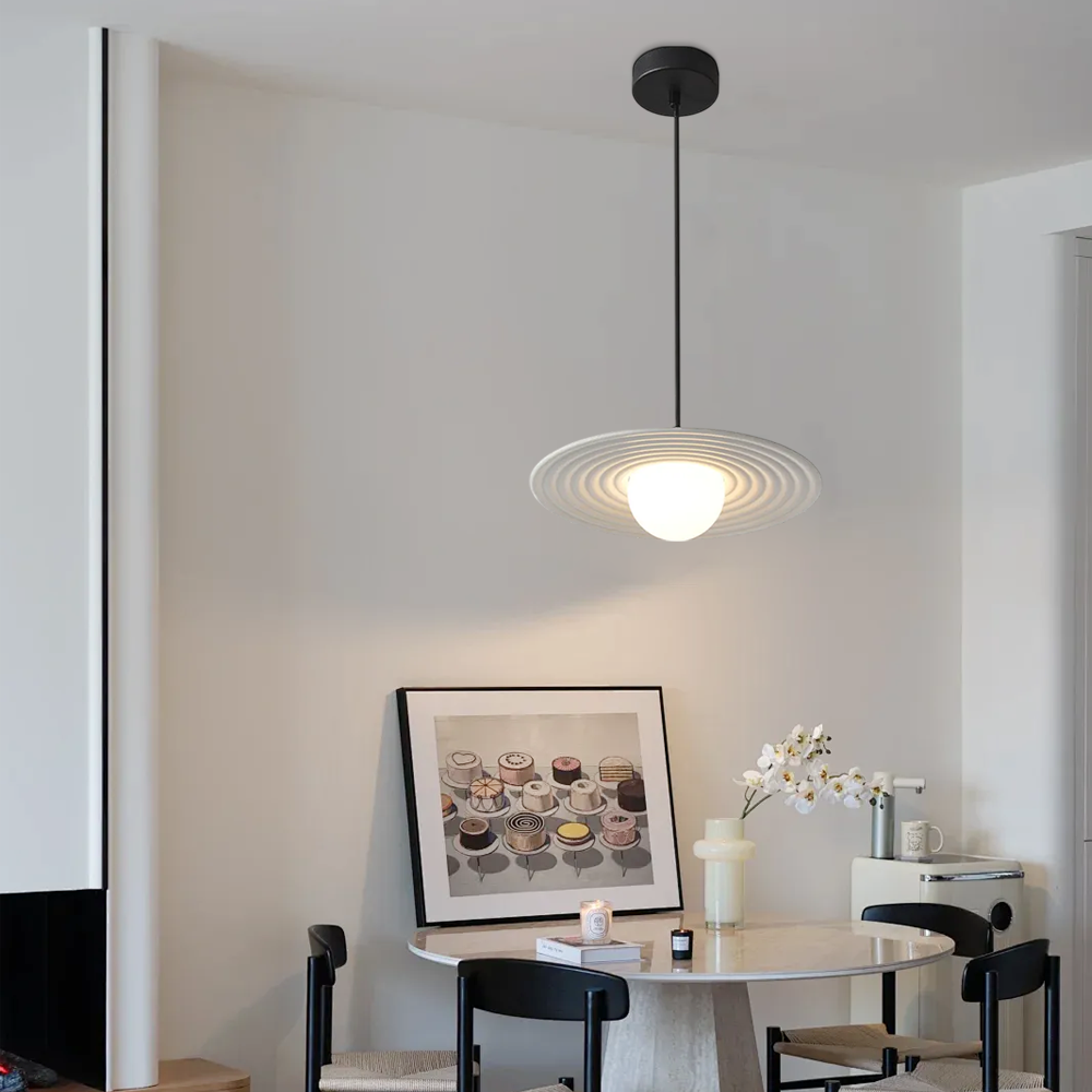 Modern Black/White Pendant Light Metal Suacer Living Room