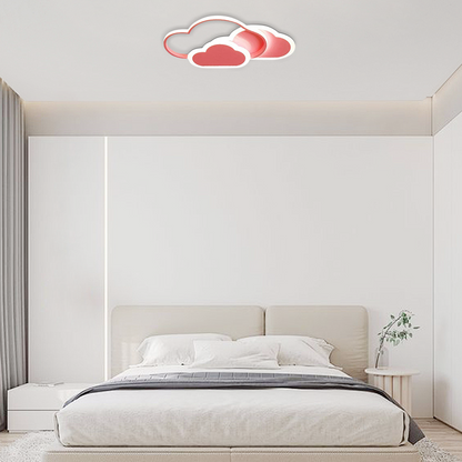 Modern White Ceiling Light Acrylic Metal Cloudy Children's Room