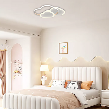 Modern White Ceiling Light Acrylic Metal Cloudy Children's Room