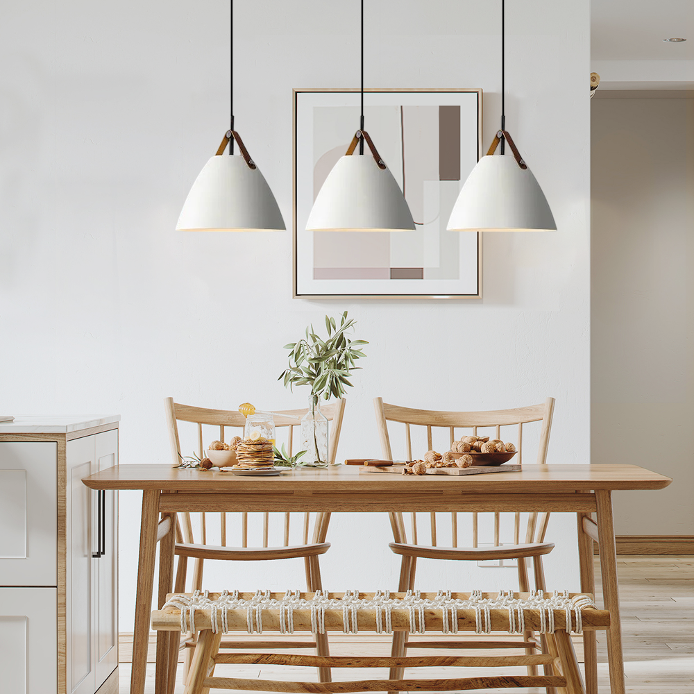 Modern Black Pendant Light Metal Hooded Dining Room