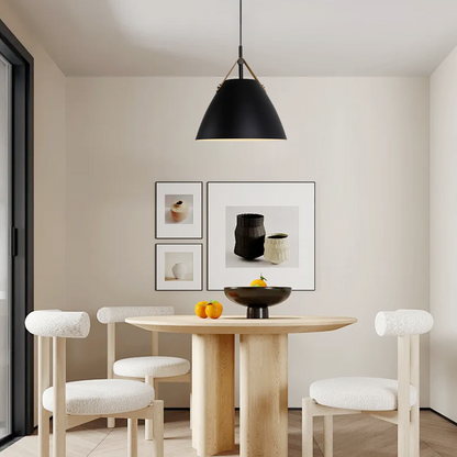 Modern Black Pendant Light Metal Hooded Dining Room