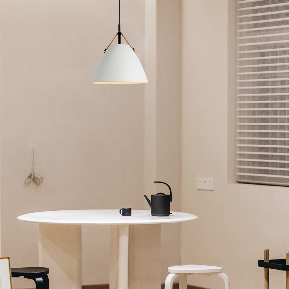 Modern Black Pendant Light Metal Hooded Dining Room