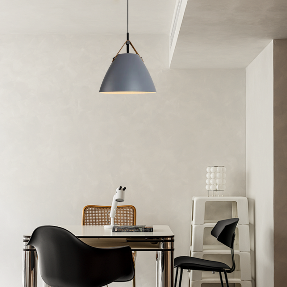 Modern Black Pendant Light Metal Hooded Dining Room