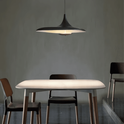 Modern  White/Black Pendant Light Resin Metal Hooded Living Room