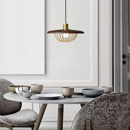 Modern Gold Pendant Light Metal Dome Living Room