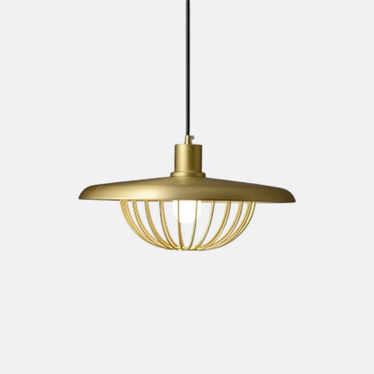 Modern Gold Pendant Light Metal Dome Living Room