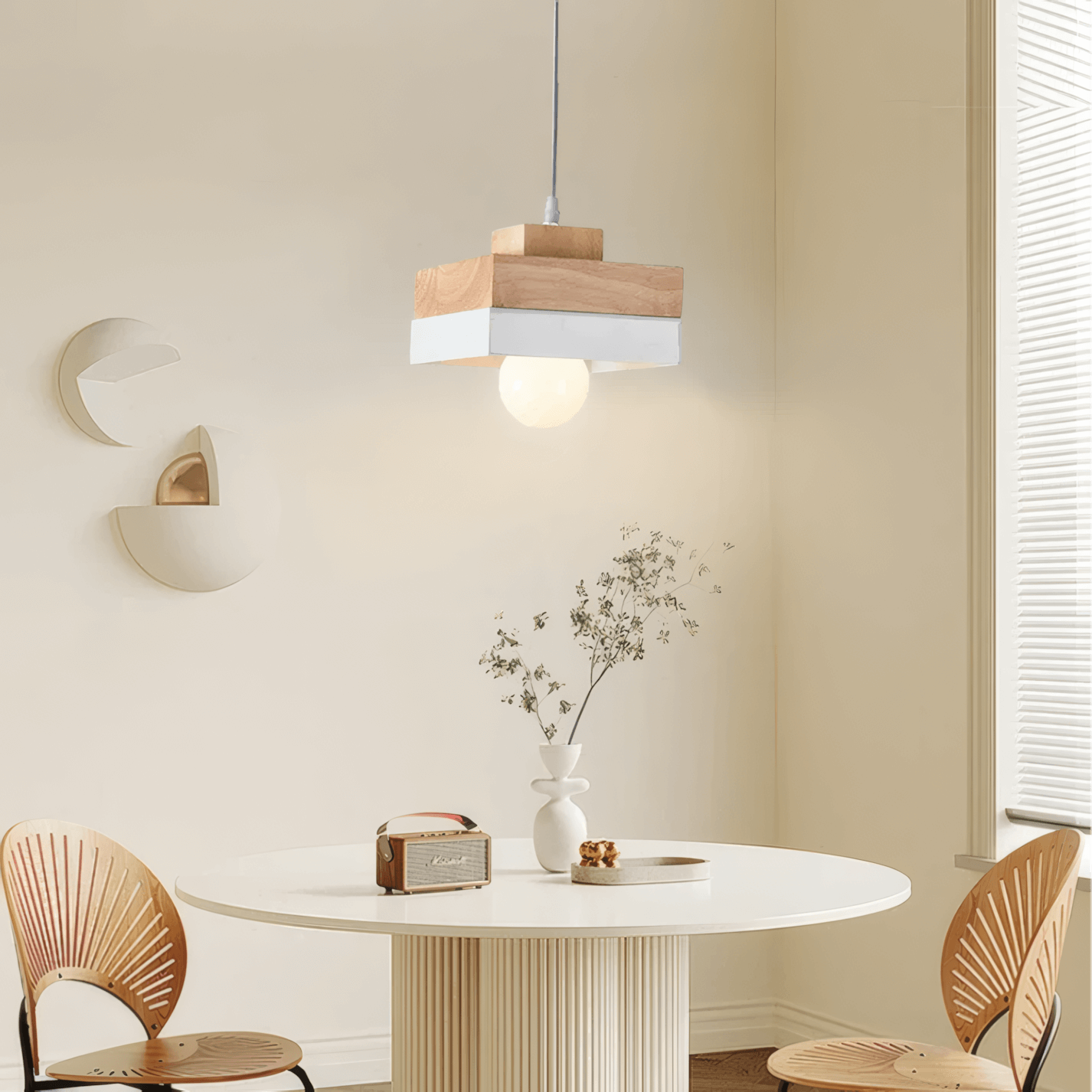 Modern White Pendant Light Square Dining Room