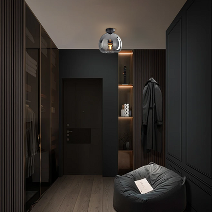 Modern Black/Gold Ceiling Light Metal Glass Bedroom