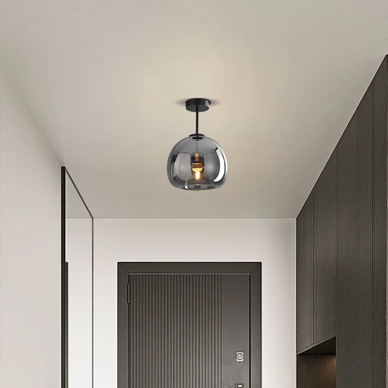 Modern Black/Gold Ceiling Light Metal Glass Bedroom