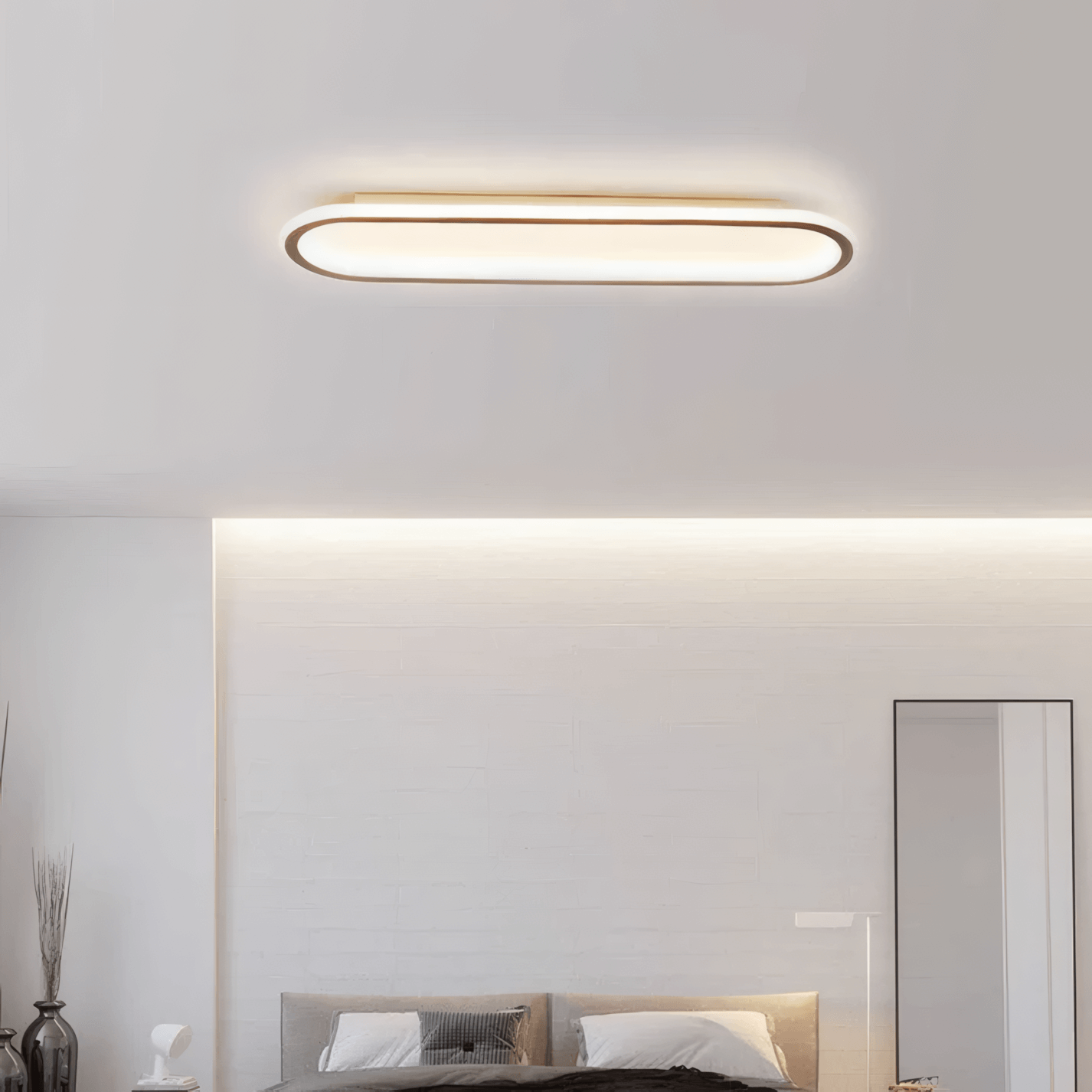 Contemporary Metal Elliptical Black/Gold Ceiling Light Bedroom